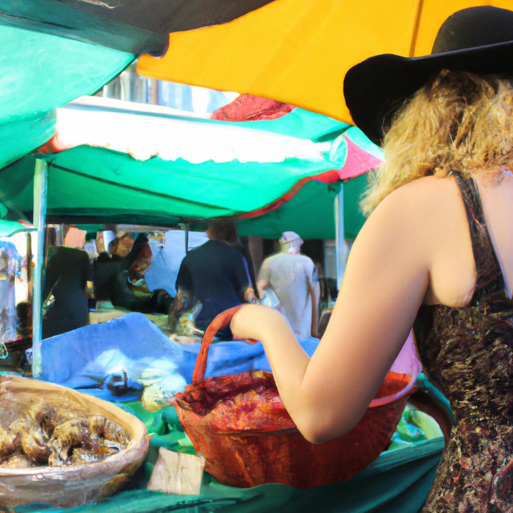 Person exploring local food markets