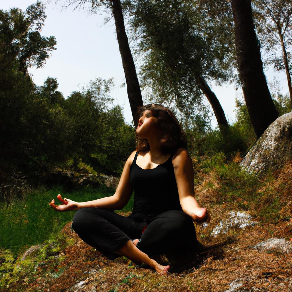 Person meditating in serene environment